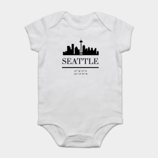 SEATTLE WASHINGTON BLACK SILHOUETTE SKYLINE ART Baby Bodysuit